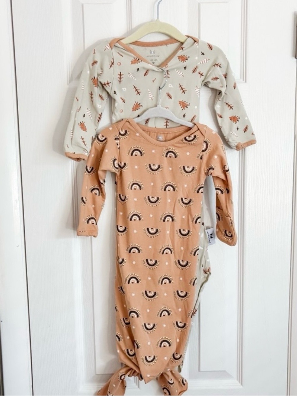 Neutral Rainbow Tie Knot Gown Set of 2 (0-6m)